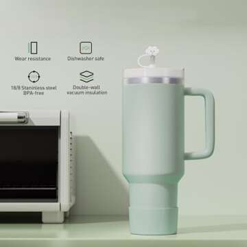 KISSKIND 40oz Leak-Proof Tumbler with Straw Lid