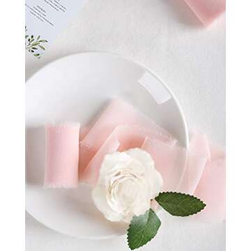 Ribbons for Wedding Gorgeous Ribbon 1.5 Yards x 5 Rolls Hand Dyed Ribbon Pink Chiffon Silk Chiffon Ribbon Like Ribbon Bridal Bouquet Ribbon Wedding Styling