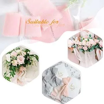 Ribbons for Wedding Gorgeous Ribbon 1.5 Yards x 5 Rolls Hand Dyed Ribbon Pink Chiffon Silk Chiffon Ribbon Like Ribbon Bridal Bouquet Ribbon Wedding Styling