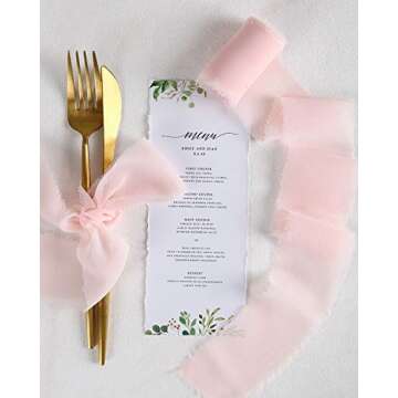 Ribbons for Wedding Gorgeous Ribbon 1.5 Yards x 5 Rolls Hand Dyed Ribbon Pink Chiffon Silk Chiffon Ribbon Like Ribbon Bridal Bouquet Ribbon Wedding Styling