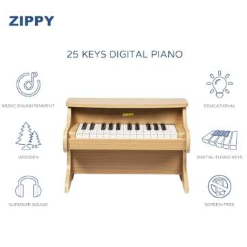 ZIPPY Kids Piano Keyboard, 25 Keys Digital Piano for Kids, Mini Music Educational Instrument Toy, Wo...