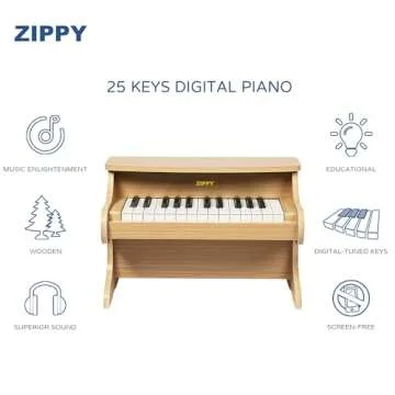 ZIPPY Kids Piano Keyboard, 25 Keys Digital Piano for Kids, Mini Music Educational Instrument Toy, Wo...