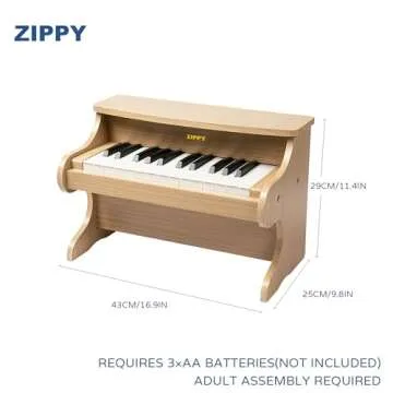 ZIPPY Kids Piano Keyboard, 25 Keys Digital Piano for Kids, Mini Music Educational Instrument Toy, Wood Piano for Toddlers Girls Boys, Oak