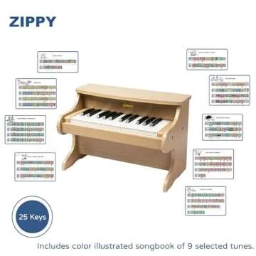 ZIPPY Kids Piano Keyboard, 25 Keys Digital Piano for Kids, Mini Music Educational Instrument Toy, Wood Piano for Toddlers Girls Boys, Oak