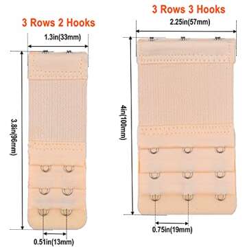 Tiousoni 6 Pieces Women's Bra Extenders 2 Hook / 3 Hook Comfortable Stretchy Bra Extension Strap (Bl...