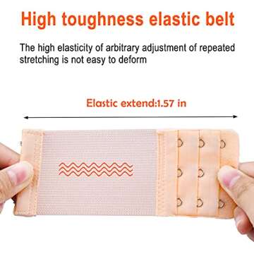 Tiousoni 6 Pieces Women's Bra Extenders 2 Hook / 3 Hook Comfortable Stretchy Bra Extension Strap (Black, White, Nude)