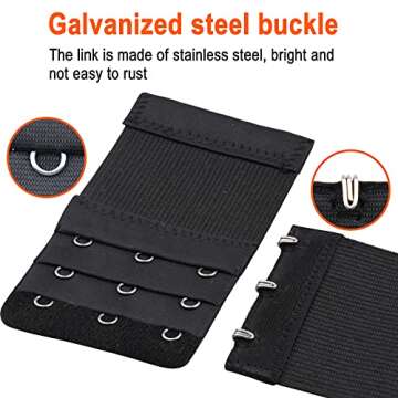 Tiousoni 6 Pieces Women's Bra Extenders 2 Hook / 3 Hook Comfortable Stretchy Bra Extension Strap (Black, White, Nude)