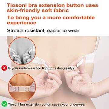 Tiousoni 6 Pieces Women's Bra Extenders 2 Hook / 3 Hook Comfortable Stretchy Bra Extension Strap (Black, White, Nude)