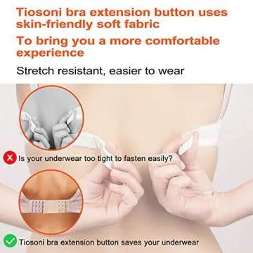 Tiousoni 6 Pieces Women's Bra Extenders 2 Hook / 3 Hook Comfortable Stretchy Bra Extension Strap (Black, White, Nude)