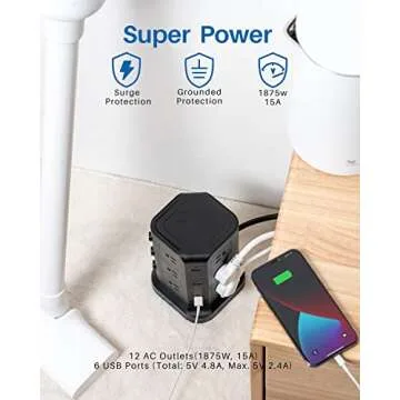KOOSLA Power Strip Tower with Surge Protection and USB Ports