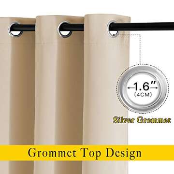NICETOWN Blackout Farmhouse Curtains - Thermal Insulated Solid Grommet Vertical Drapes Room Darkening Window Treatments for Bedroom (Biscotti Beige, Set of 2, 37 by 84 Inch)