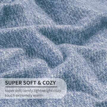 BOURINA Faux Cashmere Fringe Throw Blanket Decorative Lightweight Throw Soft Cozy for Bed or Sofa Outdoor Blanket, 50" x 70" Blue