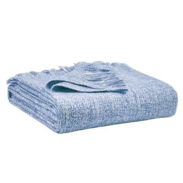 BOURINA Faux Cashmere Fringe Throw Blanket Decorative Lightweight Throw Soft Cozy for Bed or Sofa Outdoor Blanket, 50" x 70" Blue