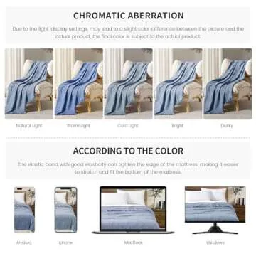 BOURINA Faux Cashmere Fringe Throw Blanket Decorative Lightweight Throw Soft Cozy for Bed or Sofa Outdoor Blanket, 50" x 70" Blue