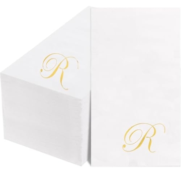 BUCLA 100PCS Gold Monogram Paper Napkins | Elegant Disposable Napkins