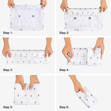 Packing Organizer Bags,Mossio 8 Set Travel Cubes Foldable Luggage Storage Bag White Cactus