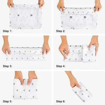 Packing Organizer Bags,Mossio 8 Set Travel Cubes Foldable Luggage Storage Bag White Cactus