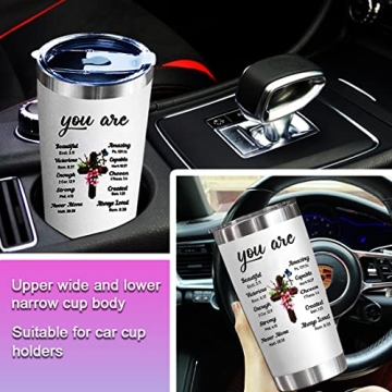 JUNQIU Christian Gifts for Women, Inspirational Religious Gifts, Bible Verse Encouragement Spiritual Gifts, Thank You Gifts- Gifts for Women, Mom, Friend, Sister-20 Oz Stainless Steel Tumbler