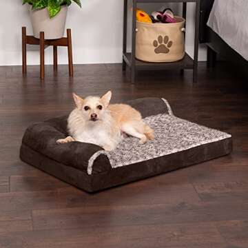 Furhaven Orthopedic Dog Bed for Medium/Small Dogs w/ Removable Bolsters & Washable Cover, Two-Tone P...