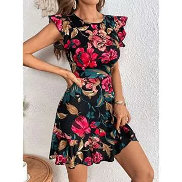 Floerns Flutter Sleeve Dress - Elegant Floral Design