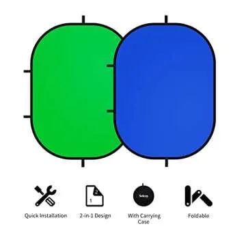 Selens 59x39.3 inches Green Screen Backdrop for Photography, 2-in-1 Collapsible Backdrop with Carry ...