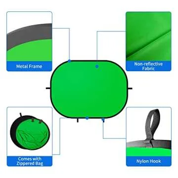 Selens 59x39.3 inches Green Screen Backdrop for Photography, 2-in-1 Collapsible Backdrop with Carry Bag for YouTube Videos Photo Studio Props