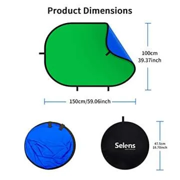 Selens 59x39.3 inches Green Screen Backdrop for Photography, 2-in-1 Collapsible Backdrop with Carry Bag for YouTube Videos Photo Studio Props