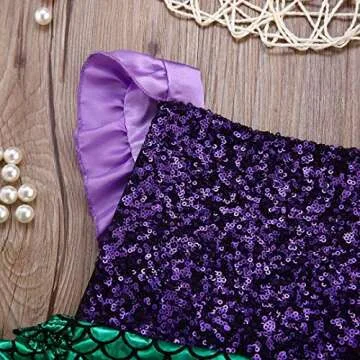 One opening Baby Girl Sequins Mermaid Bodysuit Romper Jumpsuit Outfit Sunsuit Clothes (6-12 Months, Purple&Green)