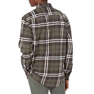 Amazon Essentials Men's Long-Sleeve Flannel Shirt (Available in Big & Tall), Olive Plaid, X-Large