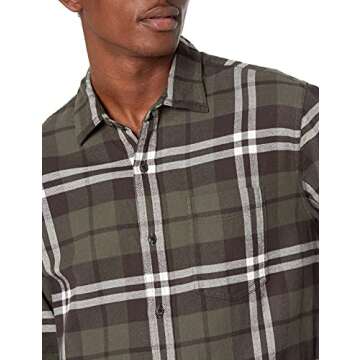 Amazon Essentials Men's Long-Sleeve Flannel Shirt (Available in Big & Tall), Olive Plaid, X-Large