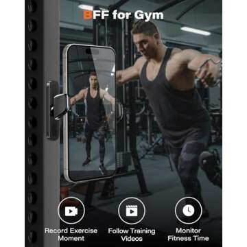 A2C Gym Magnetic Phone Holder Sturdy Metal Core Clamp, Solid Alloy Base with 6 Strong Magnets, Magne...