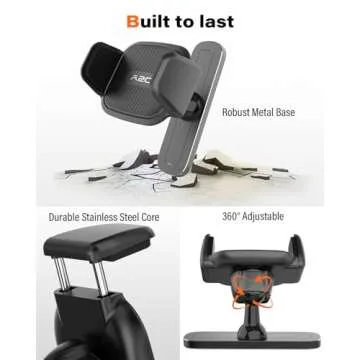 A2C Gym Magnetic Phone Holder Sturdy Metal Core Clamp, Solid Alloy Base with 6 Strong Magnets, Magnetic Phone Mount for Workout Fitness, One-Hand Pick, 360 Degrees Rotatable [Storage Bag Included]