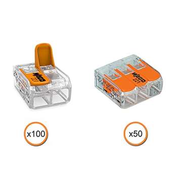 WAGO 221 Series 150 pcs Lever-Nuts Wire Connector Assortment Pack (100) 2-Port 221-412 (50) 3-Port 221-413