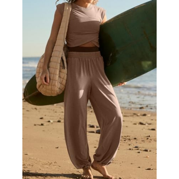 Glamaker Women's Summer 2 Piece Casual Outfit Set