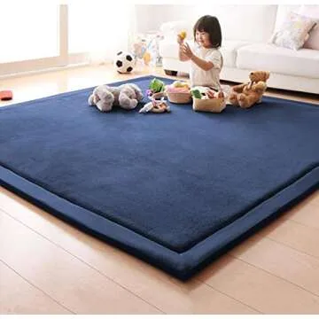 Loartee Nursery Rug Coral Velvet Crawling Rugs Mat Area Rugs Play Crawling Mat(6'8"x9'8", Dark Blue) for Toddler Children Play Mat Yoga Mat Exercise Pads Carpet