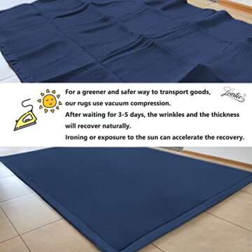 Loartee Nursery Rug Coral Velvet Crawling Rugs Mat Area Rugs Play Crawling Mat(6'8"x9'8", Dark Blue) for Toddler Children Play Mat Yoga Mat Exercise Pads Carpet