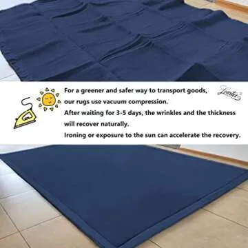 Loartee Nursery Rug Coral Velvet Crawling Rugs Mat Area Rugs Play Crawling Mat(6'8"x9'8", Dark Blue) for Toddler Children Play Mat Yoga Mat Exercise Pads Carpet