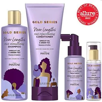 Pantene New Lengths Bundle with Root Stimulating Shampoo, Rejuvenating Conditioner, Scalp Revitalizi...