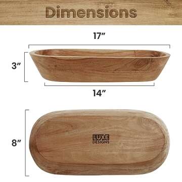 Wooden Dough Bowl – Handmade Decorative Bowls for Home Decor, Bathroom, Kitchen Counter & More - A...