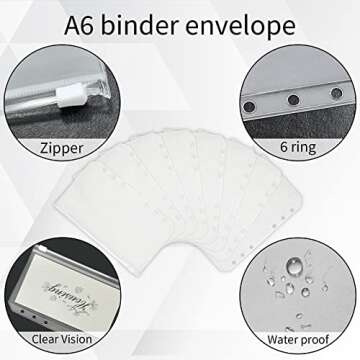 YoeeJob A6 Flower Pattern Budget Binder with 8 Packs Zipper Binder Pockets and 12 Packs Budget Sheets, 29 Packs Word Stickers and 2 Self-Adhesive Labels, Saving Money Organizer for Cash(White)