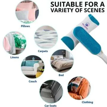 Pet Hair Remover Brush - Dog Hair Remover for Clothes - lint Brush pet Hair Remover - Reusable Fur Remover for Furniture and Clothing - Light pet Dander Remover with self Cleaning Base