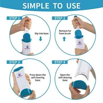 Pet Hair Remover Brush - Dog Hair Remover for Clothes - lint Brush pet Hair Remover - Reusable Fur Remover for Furniture and Clothing - Light pet Dander Remover with self Cleaning Base