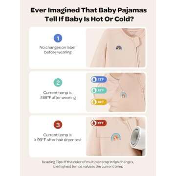 Momcozy Unisex Baby Pajamas with Temp Monitoring, 2 Pack, Stretchy Cotton & Bamboo, 3-6 M