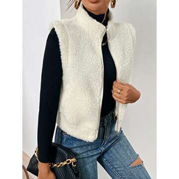 IMEISH Women's Jackets Solid Zip Up Teddy Vest Jacket Lightweight Fashion (Color : Beige, Size : X-Small)