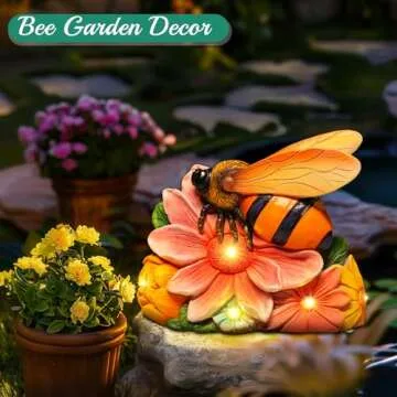 Linkax Mothers Day Mom Gifts for Mother Wife Daughter, Solar Bee Lights Garden Decor, Outdoor Solar Honey Figurine for Outside Patio Yard Home, Birthday Easter Gifts for Adults Women Grandma Sister