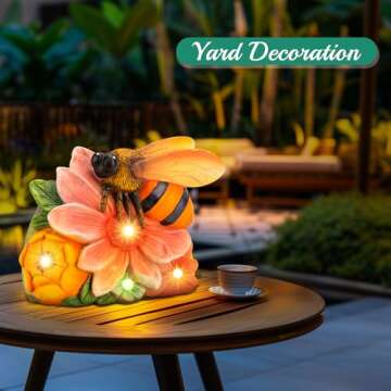 Linkax Mothers Day Mom Gifts for Mother Wife Daughter, Solar Bee Lights Garden Decor, Outdoor Solar Honey Figurine for Outside Patio Yard Home, Birthday Easter Gifts for Adults Women Grandma Sister