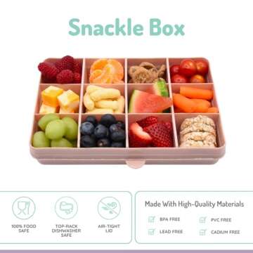 melii Snackle Box – 12-Compartment Divided Snack Container, BPA-Free Food Storage, Removable Divid...