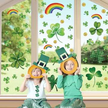 St Patricks Day Decorations,St Patricks Day Window Clings 122 PCS Reusable Spring Window Clings for St Patrick's Day Decor Shamrock Stickers Party Supplies for Kids School Home Office.