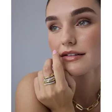 PAVOI 14K Gold Plated Stackable Ring for Women
