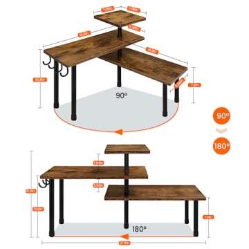 Homode 3 Tier Kitchen Organizer Shelf - Rustic Brown Charm